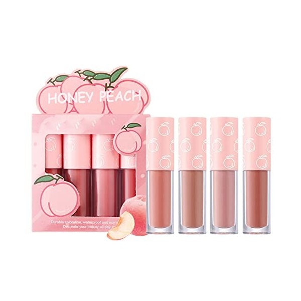 Lot de 4 gloss à lèvres en velours, qui ne se décolorent pas, ne se décolorent pas, ne se décolorent pas, gloss à lèvres, liq