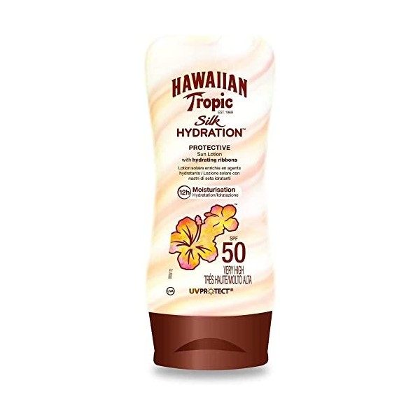 Hawaiian Tropic - Silk Hydration Protective SPF 50 - Lotion solaire protectrice avec des rubans de soie hydratants et résista