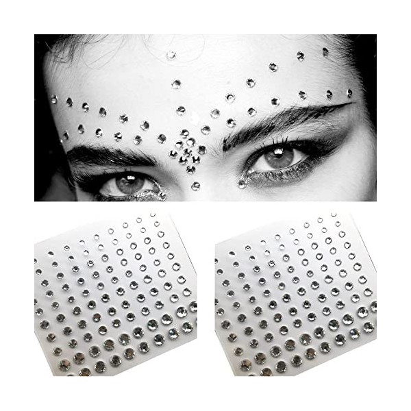 Autocollant Maquillage Strass,Strass Autocollant,Strass Autocollant Visage,Strass Autocollant Decoration,Strass Autocollant D
