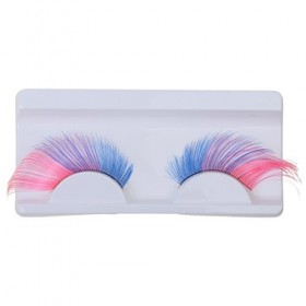 Gazechimp 1 Paire Faux-cils Holloween en Fibre Longue Coloré Effet Volumineux Exagéré pour Soirée Performance - Bleu + Rose