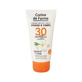 Corine de Farme, Crème Protectrice SPF30 Haute Protection UVA-UVB, Soin Solaire Visage et Corps Sans Paraben, Résistant à l’e