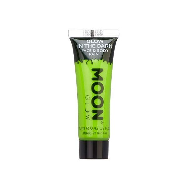 Moon Glow Peinture phosphorescente pour le visage et le corps – Phosphorescente – Charge to Glow, Vert, 12 ml