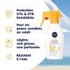 NIVEA SUN Spray solaire Sensitive Protection Immédiate Peaux Sensibles FPS 50+, Protection solaire non grasse et sans parfum,