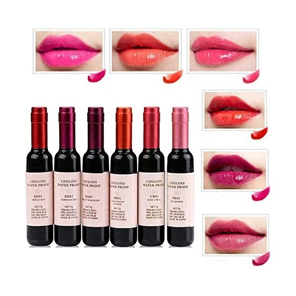 6 Colors/Set Wine Lipstick Matte Long Lasting Waterproof Lip Tint Set, Lady Long Lasting Make Up Gloss Matte Lip Tint Wine Bo