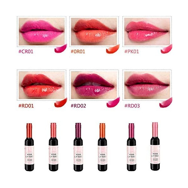 6 Colors/Set Wine Lipstick Matte Long Lasting Waterproof Lip Tint Set, Lady Long Lasting Make Up Gloss Matte Lip Tint Wine Bo