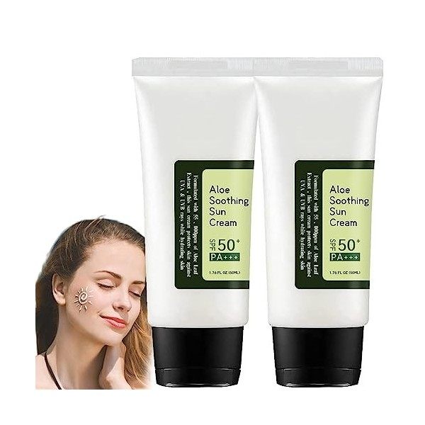 Aloe Soothing Sun Cream Spf 50+/Pa+++, 50ml, Korean Sunscreen, Hydrating, Light And Non-Greasy 1pcs 