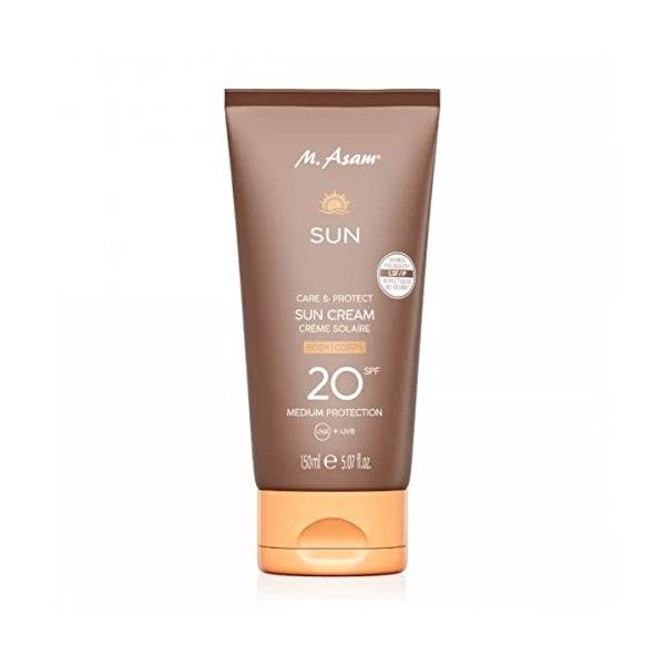 M. Asam SUN Care & Protect Crème solaire corps SPF 50 150 ml – Protection immédiate face aux UVA et aux UVB, formule résist