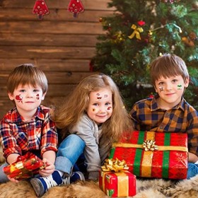 Noël Tatouages Temporaires pour Enfants, 16 Feuilles Fluorescent Brillent Tattoo ephémères pour Fille Garçons Tatouages de N