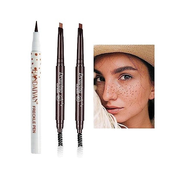 Crayon à Sourcils avec Brosse,Crayon à Sourcils Brown,Crayon à Sourcils Waterproof,Stylo Maquillage Tache de Rousseur,Stylo d