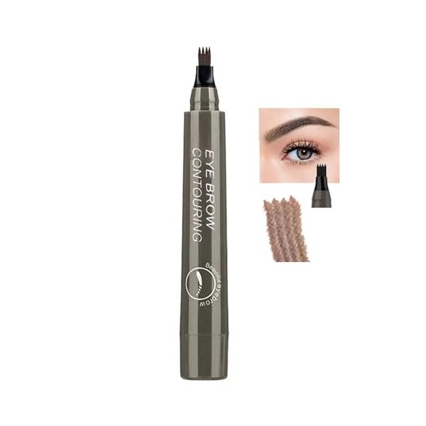 Aturmc Stylo à Sourcils 4 Points Micro-Fourchette Crayon à Sourcils Durable éTanche RéSistant Taches Facile à Enlever Maquill