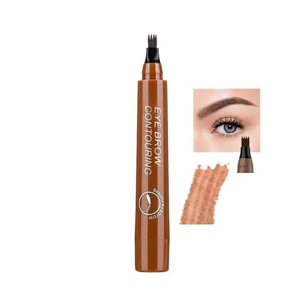 Aturmc Stylo à Sourcils 4 Points Micro-Fourchette Crayon à Sourcils Durable éTanche RéSistant Taches Facile à Enlever Maquill