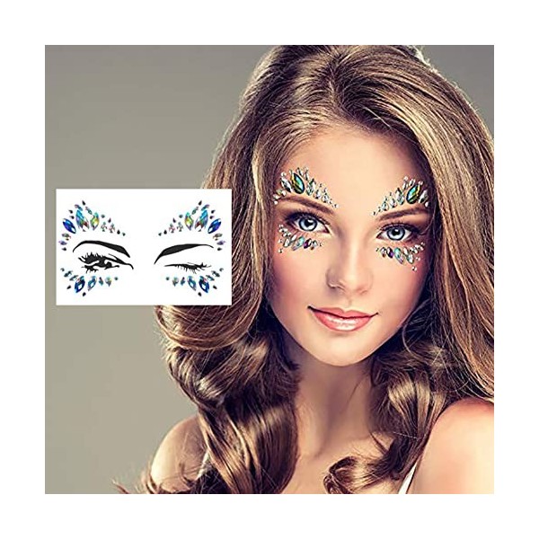 Strass Autocollant,Strass Autocollant Visage,Ensembles de Gemmes de Visage,Tatouage Temporaire Strass Visage, Visage Bijoux M