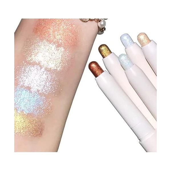 Donlinon 5 Colors Glitter Eyeshadow Stick Eye Makeup | 2 in 1 Glitter Eyeshadow Stick | Long Lasting Shimmer Sparkling Eye Sh