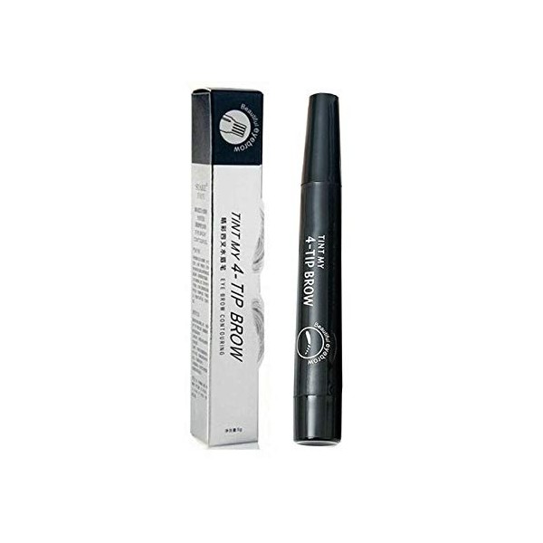 PETSBURG Kit de 4 stylos à sourcils multi-usages pour homme et femme, crayon à sourcils liquide à quatre pointes, séchage rap