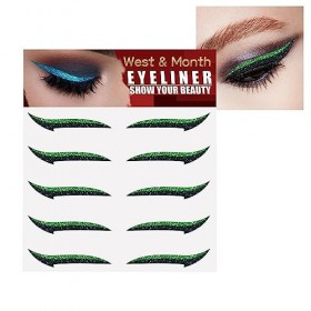 Autocollant Eyeliner Paillettes,5 paires de pochoirs eyeliner auto-adhésifs instantanés scintillants | Eyeliner autocollant a