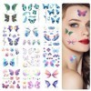 Lot de 100 tatouages temporaires dHalloween pour le visage, 12 feuilles de tatouages à paillettes papillons faux tatouages a