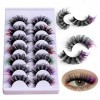 7 Paires Cils Colorés Faux Cils 3D Faux Cils Moelleux Faux Cils Réutilisables Pour Halloween, Photographie, Fête Doccasion, 