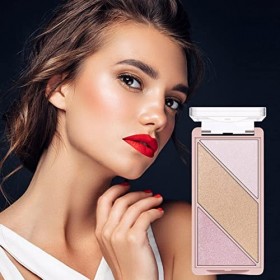Surligneur blush,Palette de maquillage visage et yeux 3 couleurs | Palette de contouring imperméable Blush & Highlight Cosmét
