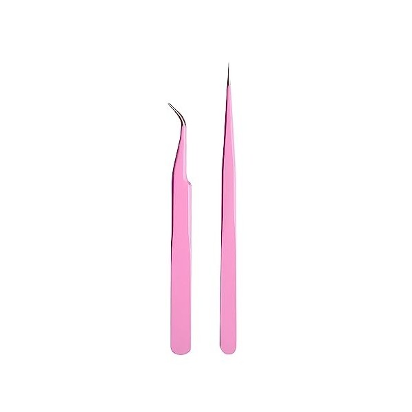 2 Pièces Pinces À Cils Inoxydable Tout Droit Et Embout Courbé Pinces À Extension De Cils Pour Autocollants À Ongles Strass Sé