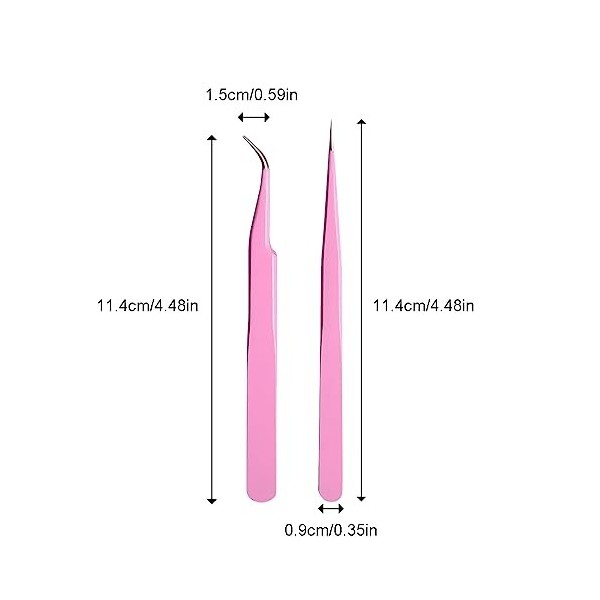 2 Pièces Pinces À Cils Inoxydable Tout Droit Et Embout Courbé Pinces À Extension De Cils Pour Autocollants À Ongles Strass Sé