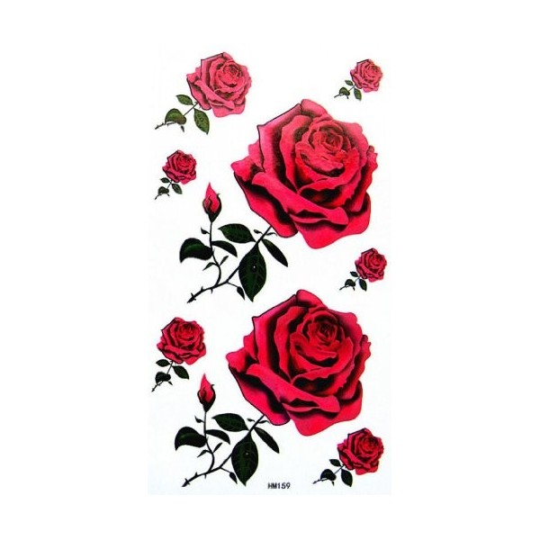 King Horse étanche autocollant rouge sexy tatouage roses pour les filles