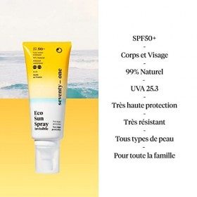 SeventyOne Percent | Eco Sun Spray Invisible SPF 50+ | Très Haute Protection Solaire Corps | UVA 25 | Vegan | Très résistante
