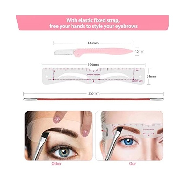 12 paires de pochoirs à sourcils + Shaper + support pour un coiffage parfait des sourcils sans connaissances préalables.