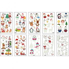 Nuluxi Lumineux Tatouages Temporaires pour Enfants Tatouages Ephémères De Noël Étanche Autocollants de tatouages sur le thème