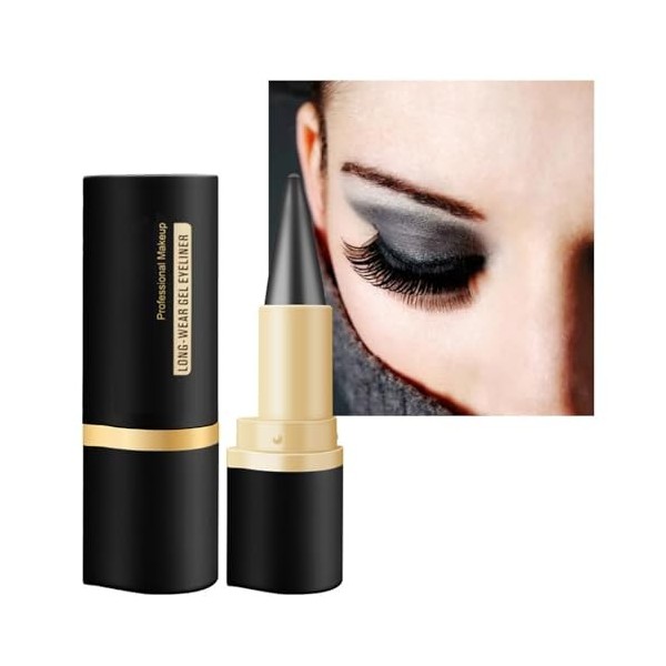 Hocossy Gel Eyeliner Crayon Yeux Noir Visage Peinture Bâtons Maquillage Imperméable Mat Crème Crayon Cat Eye Noir Argent Gris