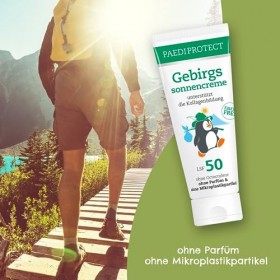 PAEDIPROTECT Crème solaire SPF 50 enfants et adultes 75 ml, ecran solaire de montagne sans parfum, protection solaire visage 