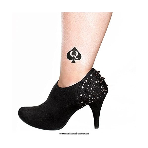 5 x Reine de pique Logo Tattoo - Tatouage Hotwife Queen of Spades Tattoo 5 