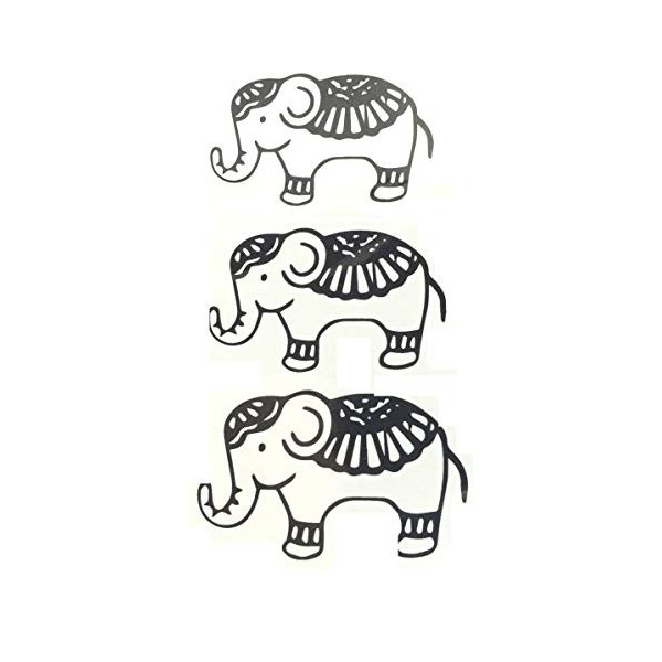 STRASS & PAILLETTES - Mini Tatouages éphémères métallique Waterproof Elephant Noir Waterproof - Tatoo temporaire - Bijou de P