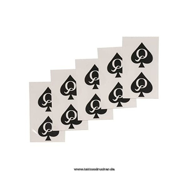 10 x Mini Reine de pique Logo Tattoo - Tatouage Hotwife - Mini Queen of Spades Tattoo 10 