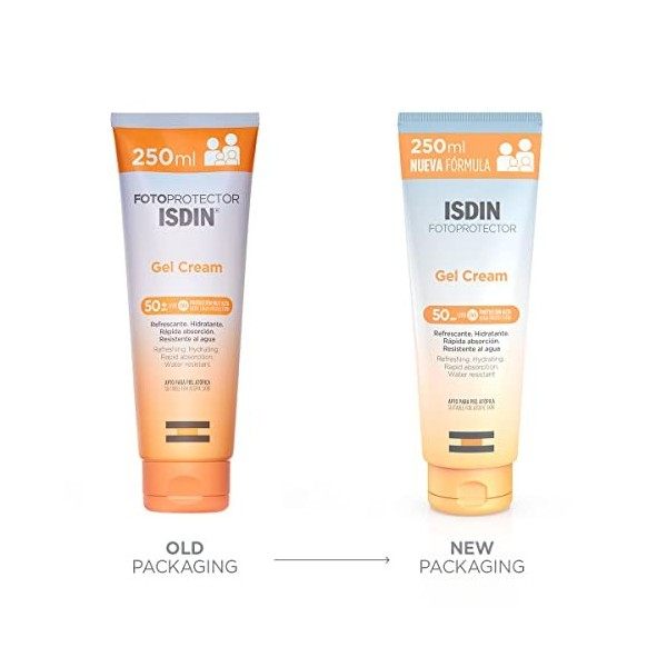 ISDIN Fotoprotector Gel Cream Crème Solaire SPF 50 250ml | Crème solaire pour le corps à usage quotidien | Hydrate comme un