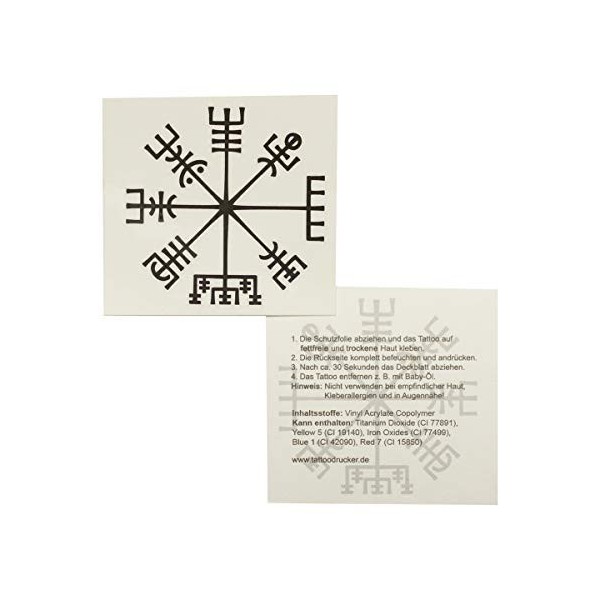 Tattoodrucker 5 x Vikings Compass Tatouage - Vegvísir - Boussole Celtique - Symbole de Protection Mystique 5 