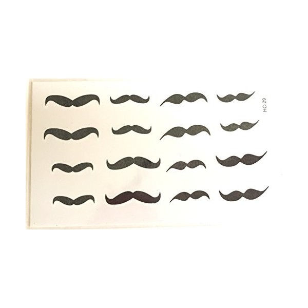 STRASS & PAILLETTES - Mini Tatouages éphémères Waterproof Moustache Noire. Tatoo temporaire - Bijou de Peau