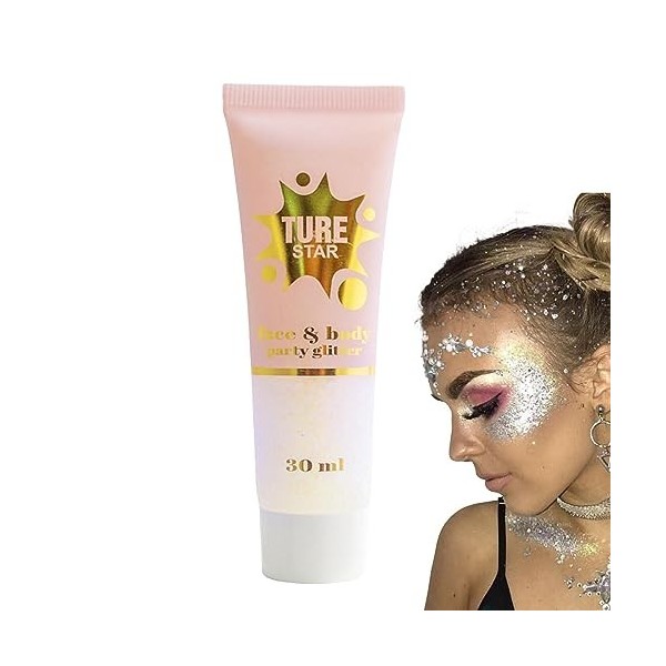 Gel pailleté | Gel pailleté pour le corps doux et sûr 30 ml | Singer Concerts Maquillage argenté à paillettes pour le visage,