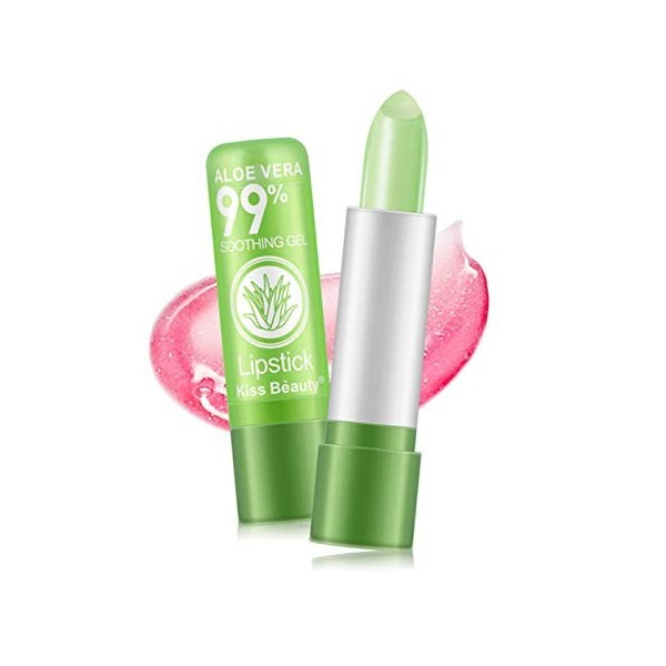 Aloe Vera Lipstick, Magic Temperature Color Change Lip Gloss Long Lasting Nutritious Lips Makeup Aloe Vera Lip Gloss, for Wom