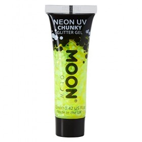 Moon Glow Neon UV Gel pailleté pour le visage et le corps, jaune, 12 ml lot de 1 