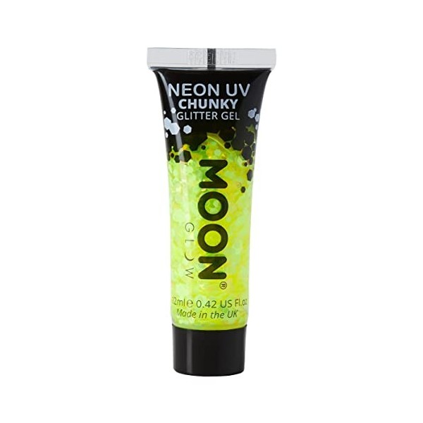 Moon Glow Neon UV Gel pailleté pour le visage et le corps, jaune, 12 ml lot de 1 