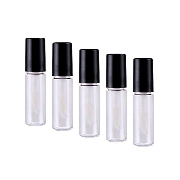 Leisurealeaneag Lot de 5 flacons vides pour gloss à lèvres et huile de cils 2 ml, noir transparent, style 7