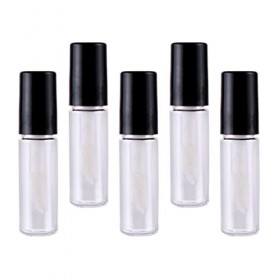 Leisurealeaneag Lot de 5 flacons vides pour gloss à lèvres et huile de cils 2 ml, noir transparent, style 7