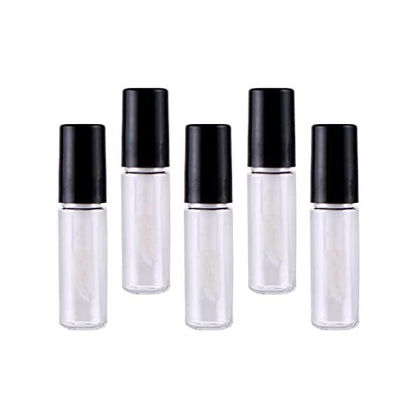 Leisurealeaneag Lot de 5 flacons vides pour gloss à lèvres et huile de cils 2 ml, noir transparent, style 7