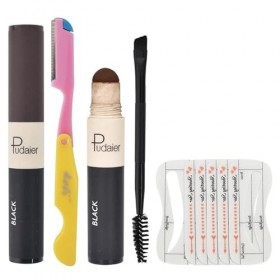 Zimoer Poudre à Sourcils avec 10 Pochoir Sourcils,Tampon Sourcils,Eyebrow Stamp Imperméable,Kit Tampon Sourcil,Poudre à Teint