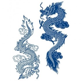 2 petites feuilles de tatouages temporaires dragon tatouages longue durée GZX019 x 2