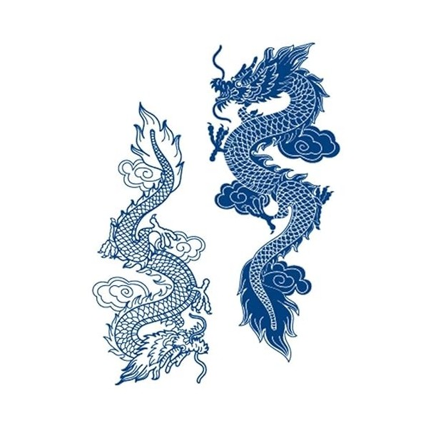 2 petites feuilles de tatouages temporaires dragon tatouages longue durée GZX019 x 2