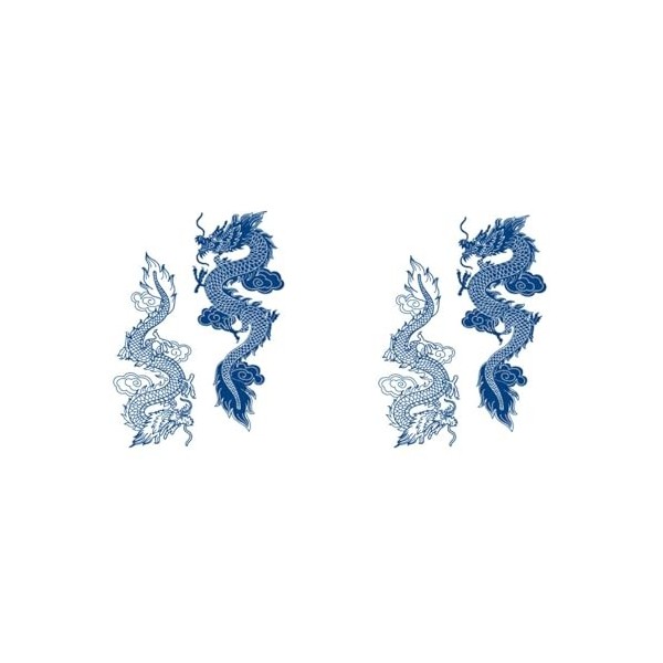 2 petites feuilles de tatouages temporaires dragon tatouages longue durée GZX019 x 2