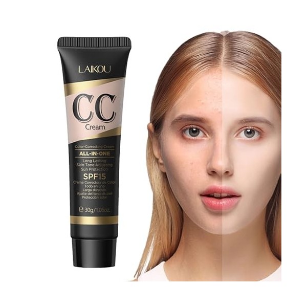 Correcteur facial - Crème CC anti-imperfections Spf15 pour contrôle de lhuile | Apprêt de maquillage 30g crème disolation t