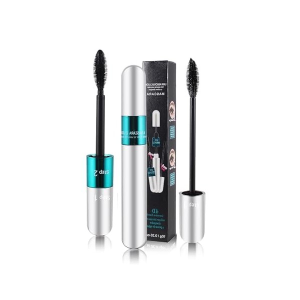 Mascara, 4D Lash Extension Mascara, maquillage imperméable épais naturel, Technologie Double Brosse, Natural and False Lash L