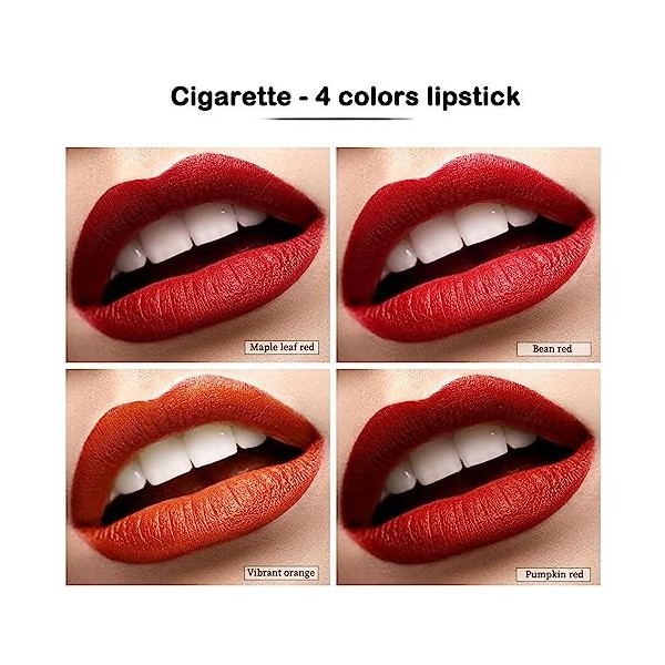 Rouge À Lèvres 4 Pièces, Cigarettes Rouge À Lèvres Mat Longue Tenue Velours Ensembles Maquillage Rouge À Lèvres Velouté 4 Cou